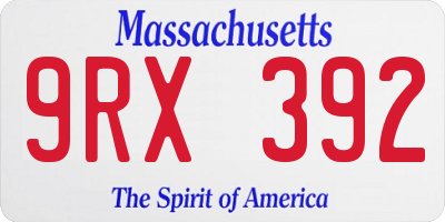 MA license plate 9RX392