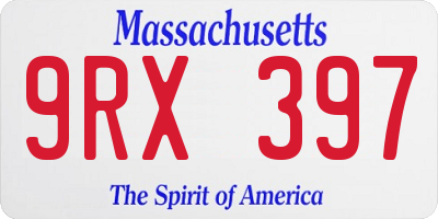 MA license plate 9RX397
