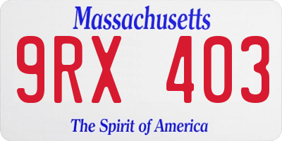MA license plate 9RX403