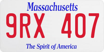 MA license plate 9RX407