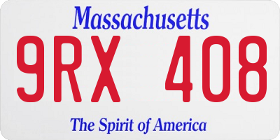 MA license plate 9RX408