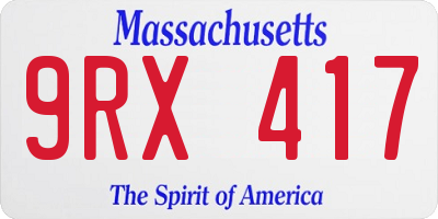 MA license plate 9RX417