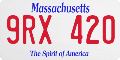 MA license plate 9RX420
