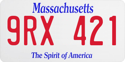 MA license plate 9RX421