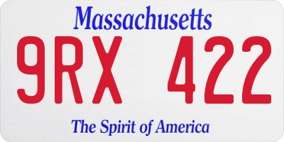 MA license plate 9RX422