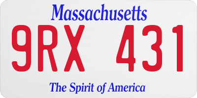 MA license plate 9RX431
