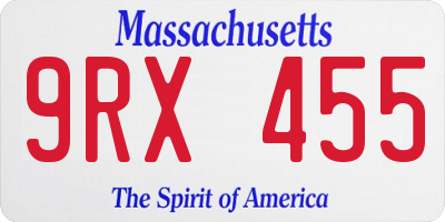 MA license plate 9RX455