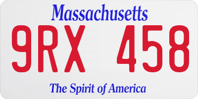 MA license plate 9RX458