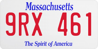 MA license plate 9RX461