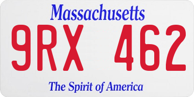 MA license plate 9RX462