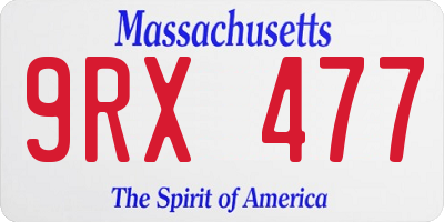 MA license plate 9RX477
