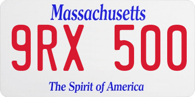 MA license plate 9RX500