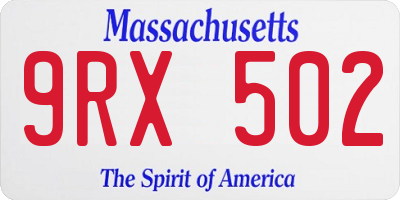 MA license plate 9RX502