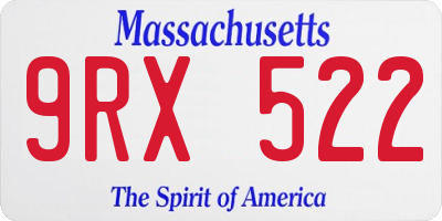 MA license plate 9RX522