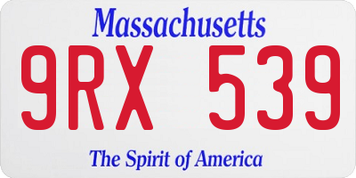 MA license plate 9RX539