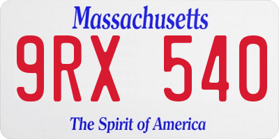 MA license plate 9RX540