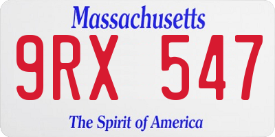 MA license plate 9RX547