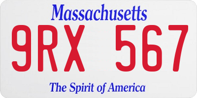 MA license plate 9RX567