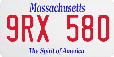 MA license plate 9RX580