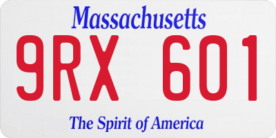 MA license plate 9RX601