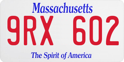 MA license plate 9RX602