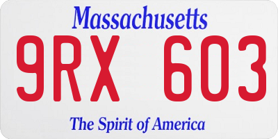 MA license plate 9RX603