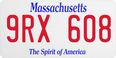 MA license plate 9RX608