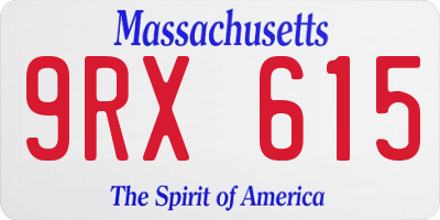 MA license plate 9RX615