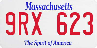MA license plate 9RX623