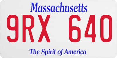 MA license plate 9RX640
