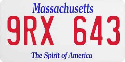 MA license plate 9RX643