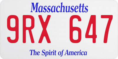 MA license plate 9RX647