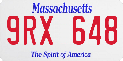 MA license plate 9RX648