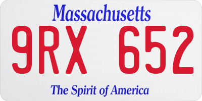 MA license plate 9RX652