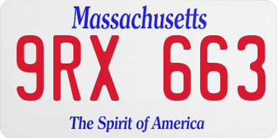 MA license plate 9RX663