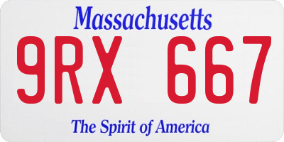 MA license plate 9RX667