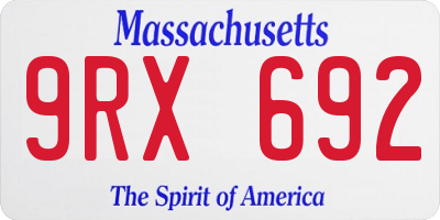 MA license plate 9RX692