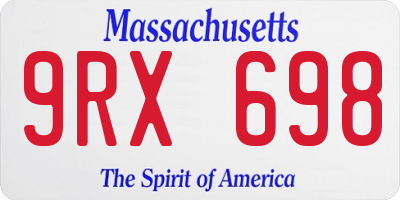 MA license plate 9RX698