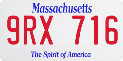 MA license plate 9RX716