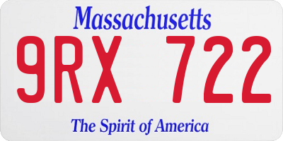 MA license plate 9RX722