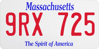 MA license plate 9RX725