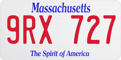 MA license plate 9RX727