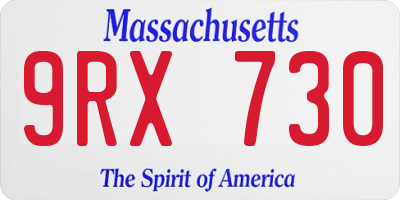 MA license plate 9RX730