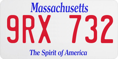 MA license plate 9RX732