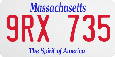 MA license plate 9RX735