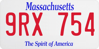 MA license plate 9RX754