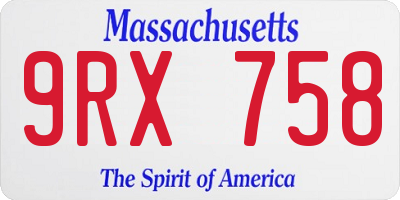 MA license plate 9RX758