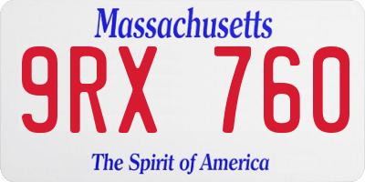 MA license plate 9RX760