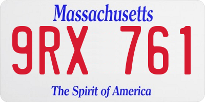 MA license plate 9RX761