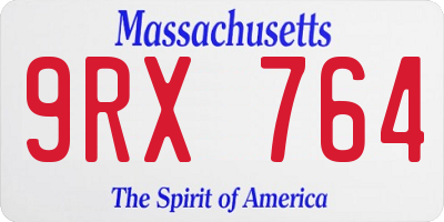 MA license plate 9RX764
